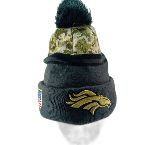New Era Other - Authentic New Era Denver Broncos Salute To Service Knit PomPom Hat Fleece Lined.